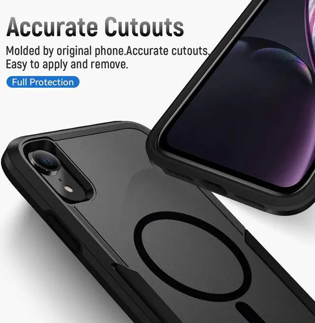 Alt view image 5 of 7 - Strong Magnetic for iPhone XR Case,[Compatible with Magsafe] [20FT Military Grade Drop Tested] Heavy Duty Dual-Layer Shockproof Tough Rugged Protective Case - 6.1 inch (Black)