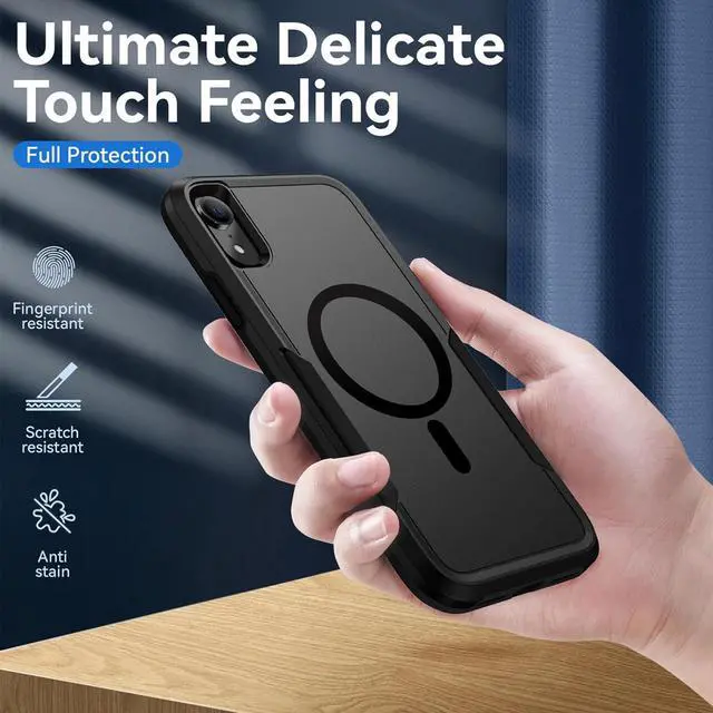 Alt view image 6 of 7 - Strong Magnetic for iPhone XR Case,[Compatible with Magsafe] [20FT Military Grade Drop Tested] Heavy Duty Dual-Layer Shockproof Tough Rugged Protective Case - 6.1 inch (Black)