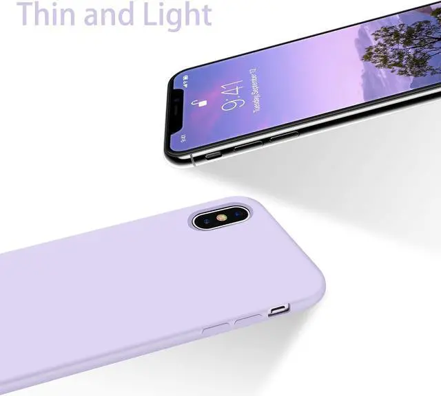 Alt view image 4 of 7 - OTOFLY Compatible with iPhone X Case,Ultra Slim Fit iPhone Xs Case Liquid Silicone Cover with Full Body Protection Anti-Scratch Shockproof Bumper,Soft Microfiber Lining 5.8 inch, (Cloud Mauve)