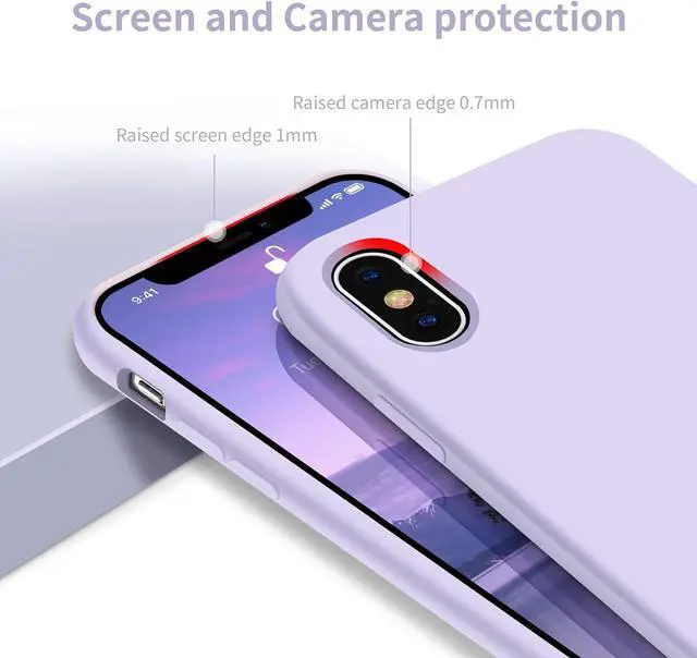 Alt view image 7 of 7 - OTOFLY Compatible with iPhone X Case,Ultra Slim Fit iPhone Xs Case Liquid Silicone Cover with Full Body Protection Anti-Scratch Shockproof Bumper,Soft Microfiber Lining 5.8 inch, (Cloud Mauve)