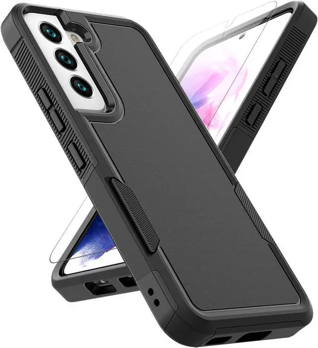 Main image of for Samsung Galaxy S22 Case: Dual Layer Protective Heavy Duty Cell Phone Cover Shockproof Rugged with Screen Protector - Military Protection Bumper Tough - Samsung Galaxy S22 5G 2022, 6.1 inch, Black