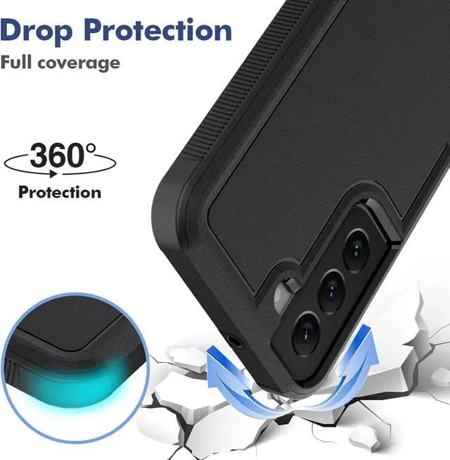 Alt view image 3 of 7 - for Samsung Galaxy S22 Case: Dual Layer Protective Heavy Duty Cell Phone Cover Shockproof Rugged with Screen Protector - Military Protection Bumper Tough - Samsung Galaxy S22 5G 2022, 6.1 inch, Black