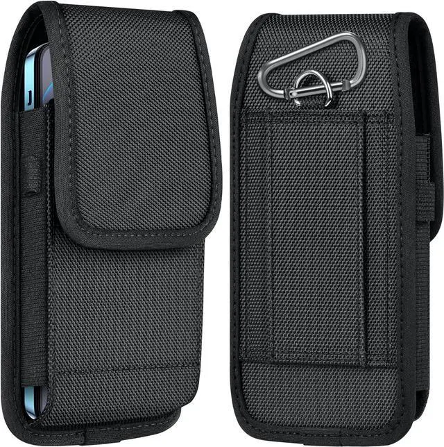 Main image of ykooe Cell Phone Pouch Nylon Belt Holster Case Compatible with iPhone 15, 15 Pro, 14 Pro, 14, 12, 12 Pro, 11, 11 Pro, 13, 13 Pro, XR, Samsung Galaxy S20 S21 S22 S23 S10 S9, Black  L