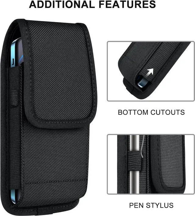 Alt view image 7 of 7 - ykooe Cell Phone Pouch Nylon Belt Holster Case Compatible with iPhone 15, 15 Pro, 14 Pro, 14, 12, 12 Pro, 11, 11 Pro, 13, 13 Pro, XR, Samsung Galaxy S20 S21 S22 S23 S10 S9, Black  L