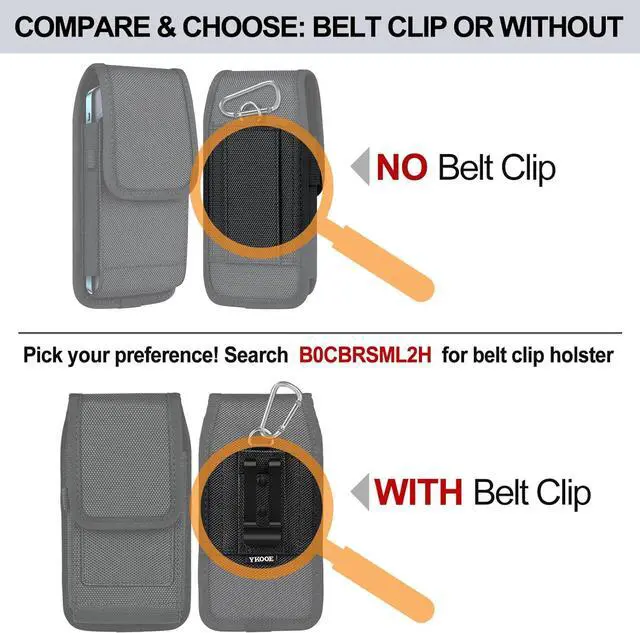 Alt view image 3 of 7 - ykooe Cell Phone Pouch Nylon Belt Holster Case Compatible with iPhone 15, 15 Pro, 14 Pro, 14, 12, 12 Pro, 11, 11 Pro, 13, 13 Pro, XR, Samsung Galaxy S20 S21 S22 S23 S10 S9, Black  L