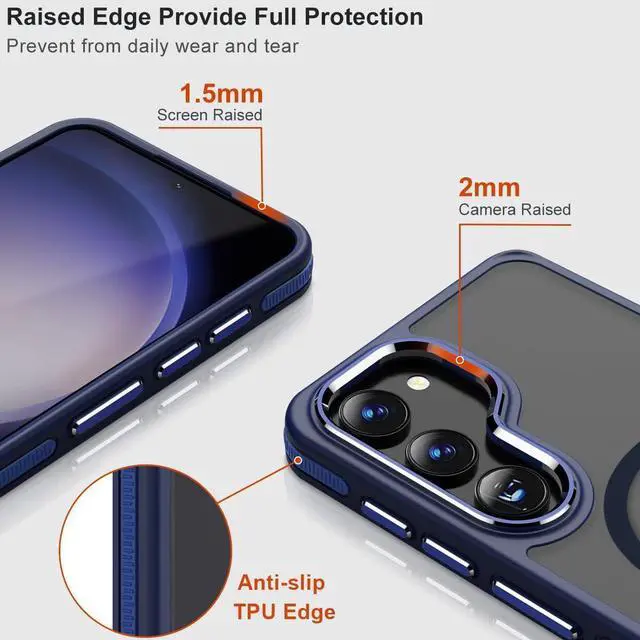 Alt view image 3 of 7 - for Samsung S23 Case, Compatible with MagSafe, Magnetic Phone Case for Galaxy S23, [Translucent Matte] [Anti-Slip] Full-Body Protection, Slim Color Hybrid Cover (Darkblue)