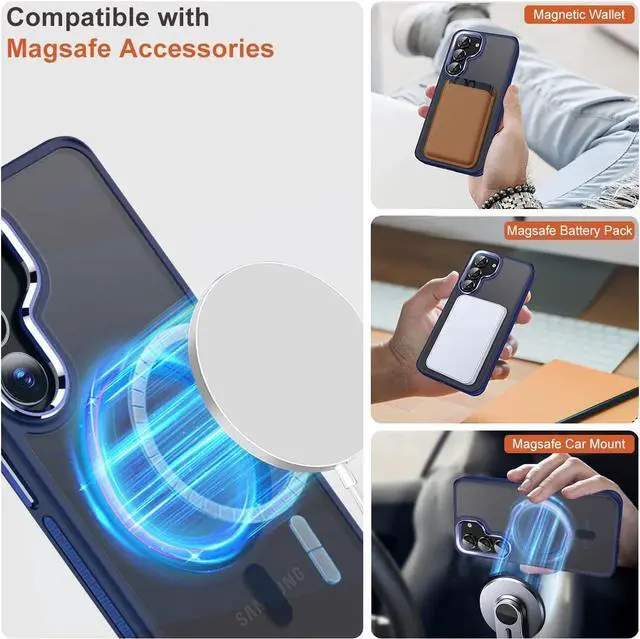 Alt view image 4 of 7 - for Samsung S23 Case, Compatible with MagSafe, Magnetic Phone Case for Galaxy S23, [Translucent Matte] [Anti-Slip] Full-Body Protection, Slim Color Hybrid Cover (Darkblue)