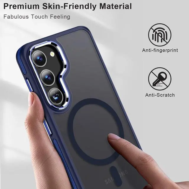 Alt view image 5 of 7 - for Samsung S23 Case, Compatible with MagSafe, Magnetic Phone Case for Galaxy S23, [Translucent Matte] [Anti-Slip] Full-Body Protection, Slim Color Hybrid Cover (Darkblue)
