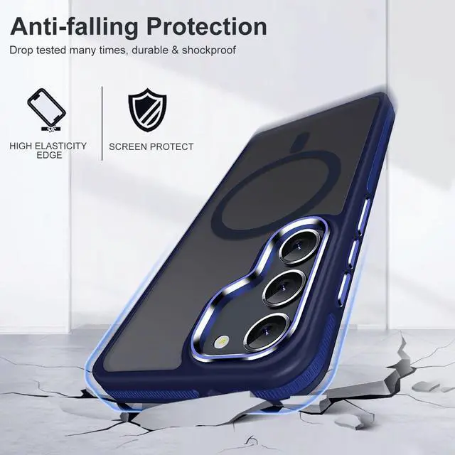 Alt view image 7 of 7 - for Samsung S23 Case, Compatible with MagSafe, Magnetic Phone Case for Galaxy S23, [Translucent Matte] [Anti-Slip] Full-Body Protection, Slim Color Hybrid Cover (Darkblue)