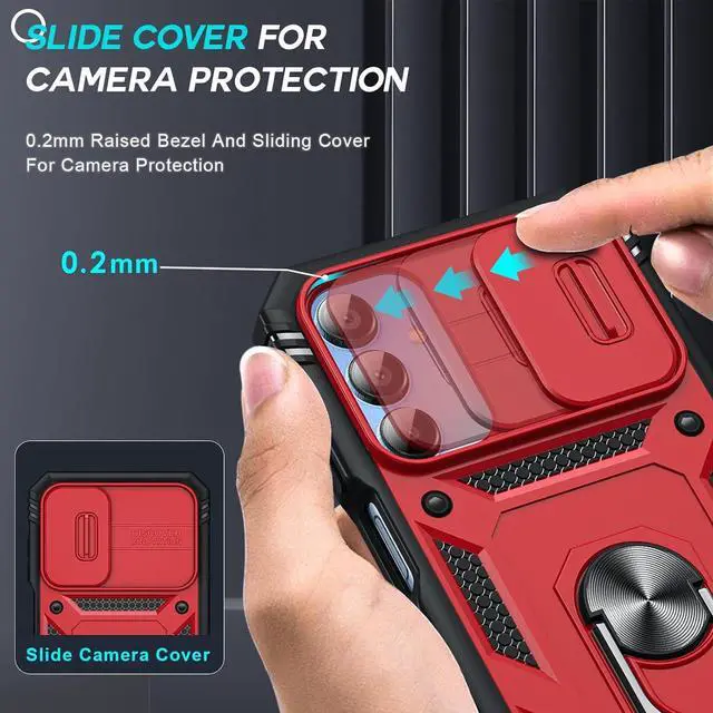 Alt view image 3 of 7 - LeYi for Galaxy A15 5G Case: Samsung A15 Screen Protector with Samsung A15 5G Telephone Case, Metal Stand Heavy Duty Shockproof para Mobile Smart Cell Phone Cover Galaxy A15 5G, Red+Black