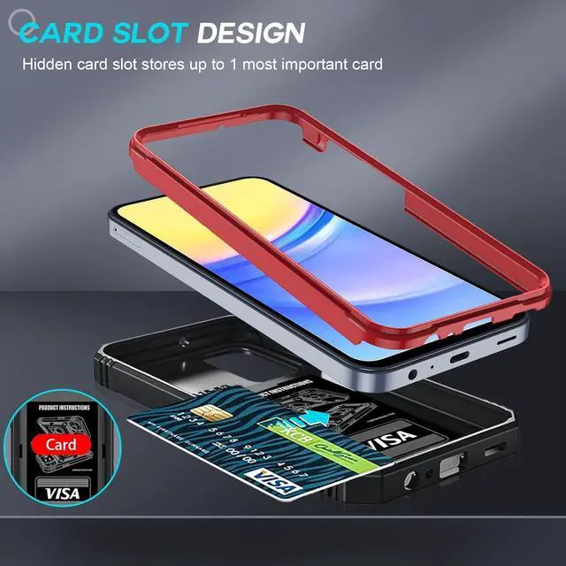 Alt view image 7 of 7 - LeYi for Galaxy A15 5G Case: Samsung A15 Screen Protector with Samsung A15 5G Telephone Case, Metal Stand Heavy Duty Shockproof para Mobile Smart Cell Phone Cover Galaxy A15 5G, Red+Black
