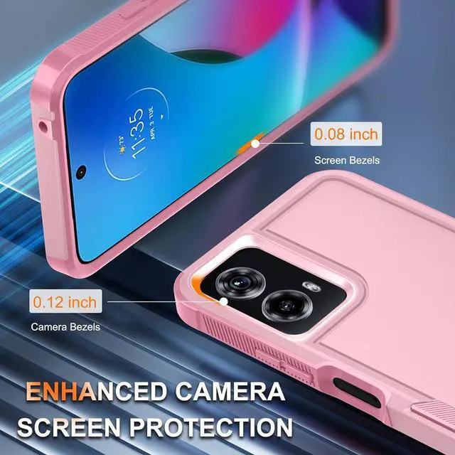 Alt view image 7 of 7 - for Motorola Moto G Power 5G 2024 Case, Full Body Heavy Duty Rugged Shockproof Protective Phone Cover with Lanyard Strap, Tempered Glass Screen Protector,Cute Pink