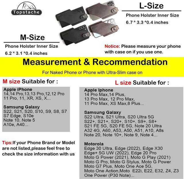 Alt view image 5 of 6 - Topstache Leather Phone Holster with Belt Clip Loop, Leather Belt Case with Magnetic Closure,Cell Phone Case for iPhone, Belt Phone Pouch for Samsung,Leather Phone Sheath for Belt,Darkbrown,Medium