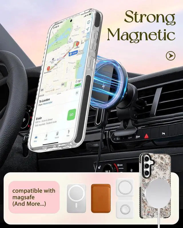 Alt view image 5 of 6 - for Samsung Galaxy S23 FE Case for Women - Girls Cute Design Compatible with Magsafe Magnetic Ring Holder Stand Butterfly Plants Phone Covers Aesthetic Girly TPU Funda for S23 FE