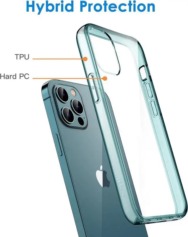 Alt view image 3 of 6 - Case for iPhone 12 Pro Max 6.7-Inch, Non-Yellowing Shockproof Phone Bumper Cover, Anti-Scratch Clear Back (Pacific Blue)