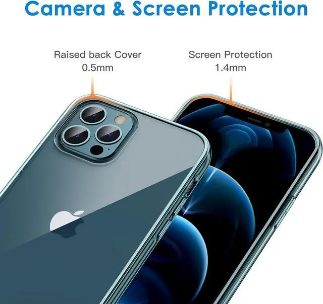 Alt view image 5 of 6 - Case for iPhone 12 Pro Max 6.7-Inch, Non-Yellowing Shockproof Phone Bumper Cover, Anti-Scratch Clear Back (Pacific Blue)