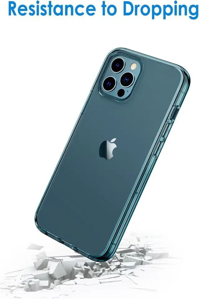Alt view image 6 of 6 - Case for iPhone 12 Pro Max 6.7-Inch, Non-Yellowing Shockproof Phone Bumper Cover, Anti-Scratch Clear Back (Pacific Blue)