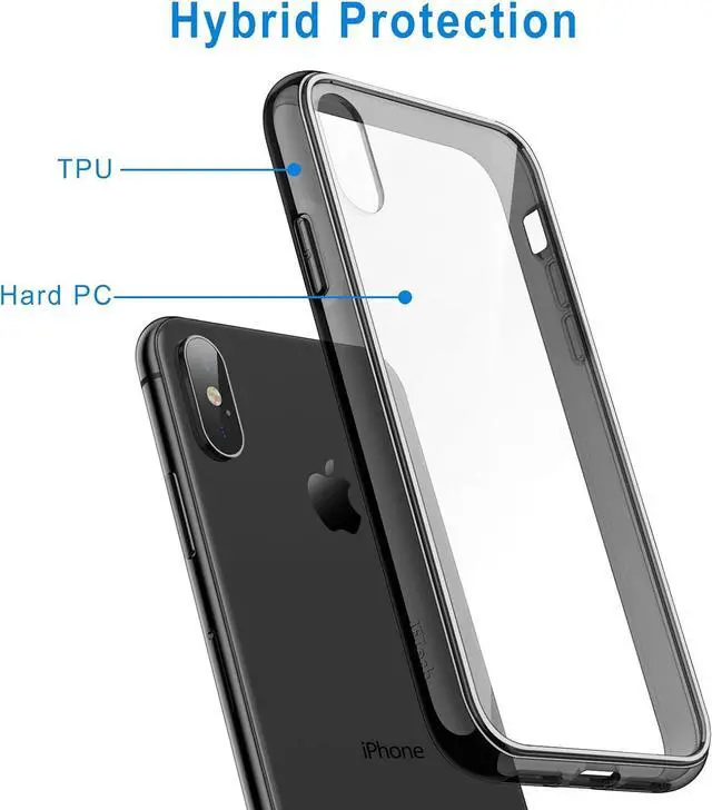 Alt view image 3 of 6 - Case for iPhone Xs Max 6.5-Inch, Non-Yellowing Shockproof Phone Bumper Cover, Anti-Scratch Clear Back (Black)