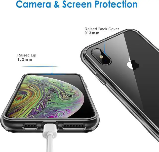 Alt view image 5 of 6 - Case for iPhone Xs Max 6.5-Inch, Non-Yellowing Shockproof Phone Bumper Cover, Anti-Scratch Clear Back (Black)