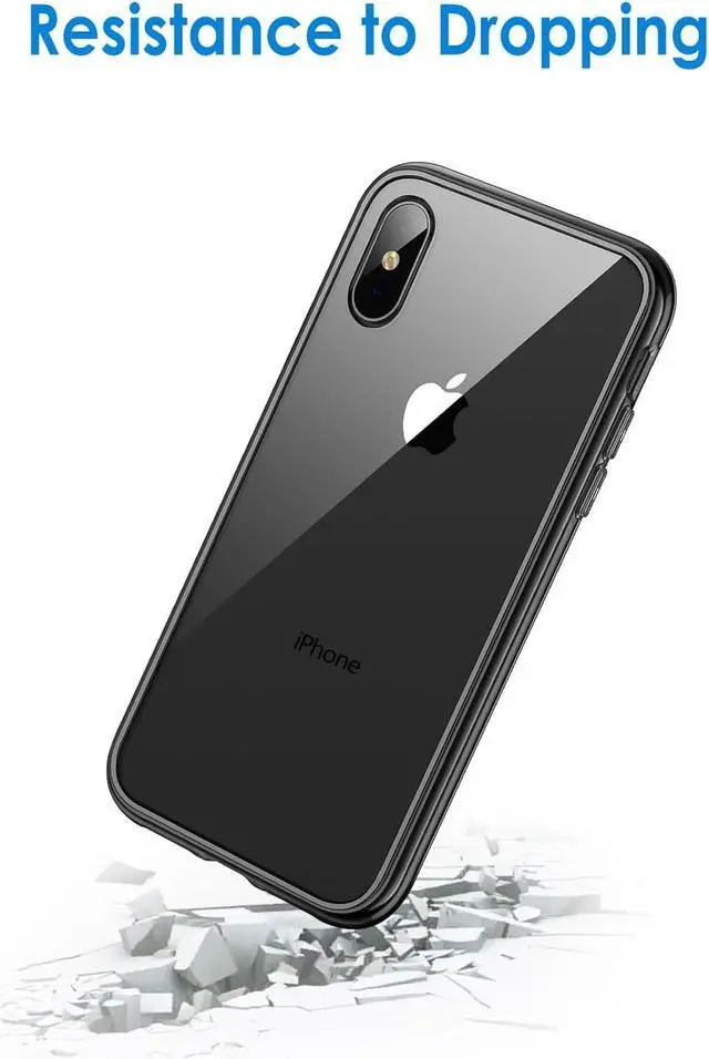 Alt view image 6 of 6 - Case for iPhone Xs Max 6.5-Inch, Non-Yellowing Shockproof Phone Bumper Cover, Anti-Scratch Clear Back (Black)