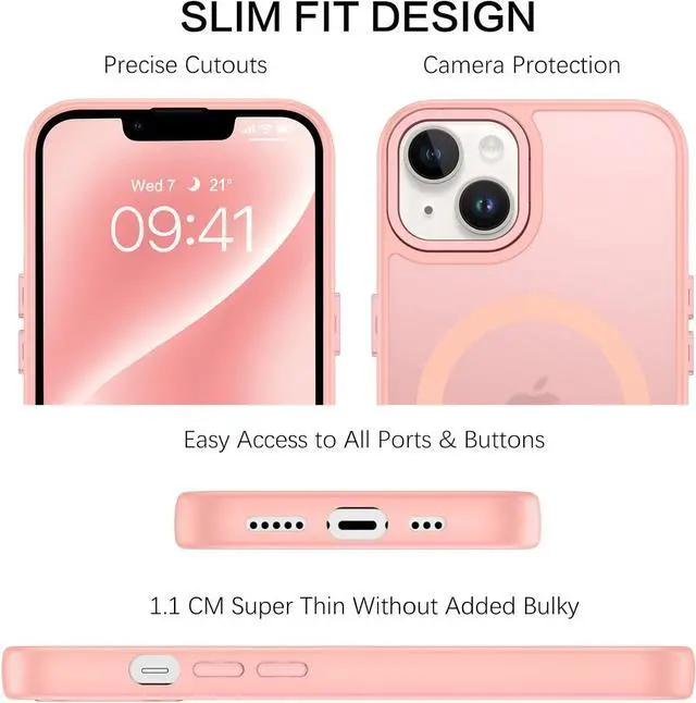 Alt view image 4 of 7 - Magnetic iPhone 14 Plus Case [Compatible with Magsafe] Translucent Matte Phone Case iPhone 14 Plus Slim Thin Shockproof Anti-Yellow Women Men Girls Boys Protective Cover for 14 Plus, Pink