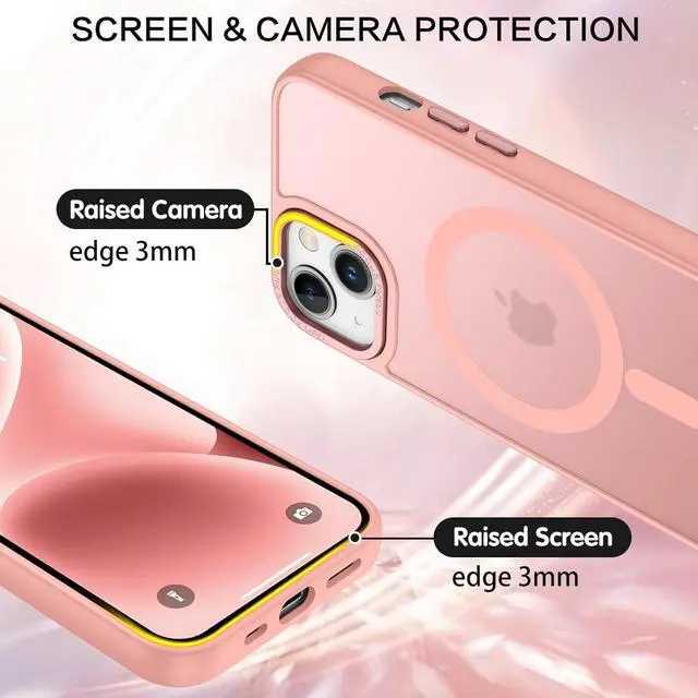 Alt view image 6 of 7 - Magnetic iPhone 14 Plus Case [Compatible with Magsafe] Translucent Matte Phone Case iPhone 14 Plus Slim Thin Shockproof Anti-Yellow Women Men Girls Boys Protective Cover for 14 Plus, Pink