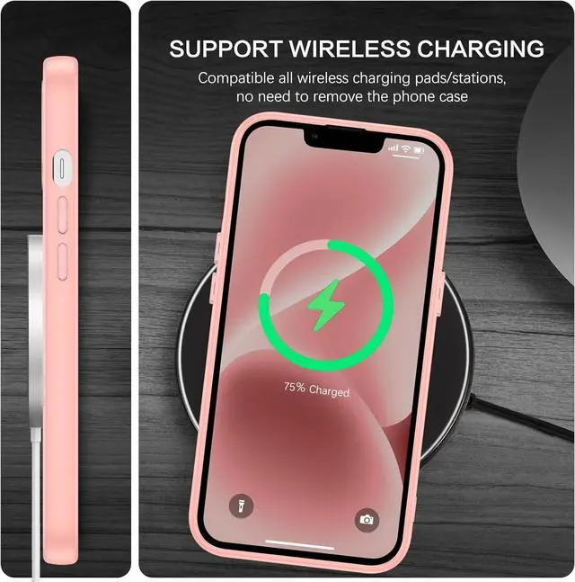 Alt view image 7 of 7 - Magnetic iPhone 14 Plus Case [Compatible with Magsafe] Translucent Matte Phone Case iPhone 14 Plus Slim Thin Shockproof Anti-Yellow Women Men Girls Boys Protective Cover for 14 Plus, Pink