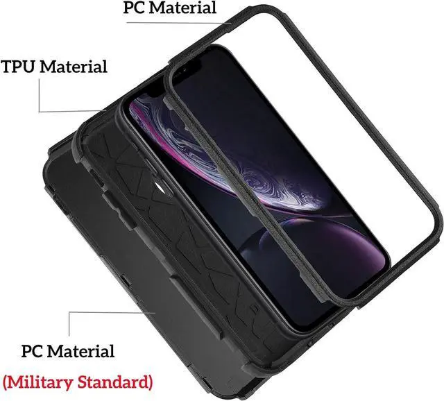 Alt view image 4 of 7 - Co-Goldguard Case for iPhone XR, [3-Layer][Shockproof] [Dropproof] for iPhone XR Phone Case, Heavy Duty Protection Case for iPhone XR, 6.1 inch (Black)
