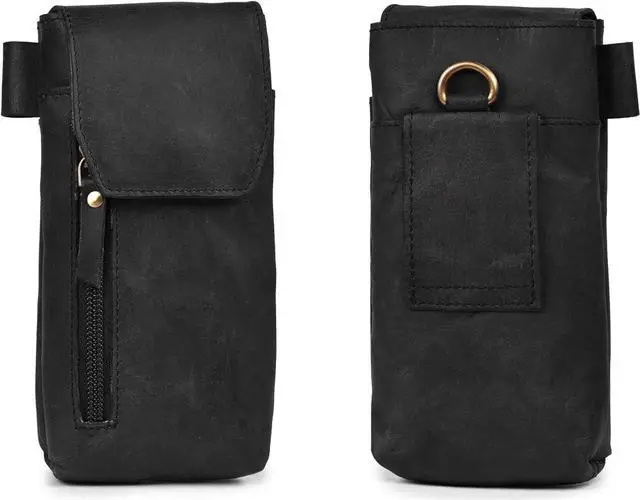 Alt view image 2 of 7 - Leather Village Genuine Leather Cell Phone Holster  7X3.5- Black- Universal Smartphone Phone Case with Belt Clip [Magnetic Closure] ID Card Holder Pouch  iPhone, Samsung Galaxy, Google Pixel