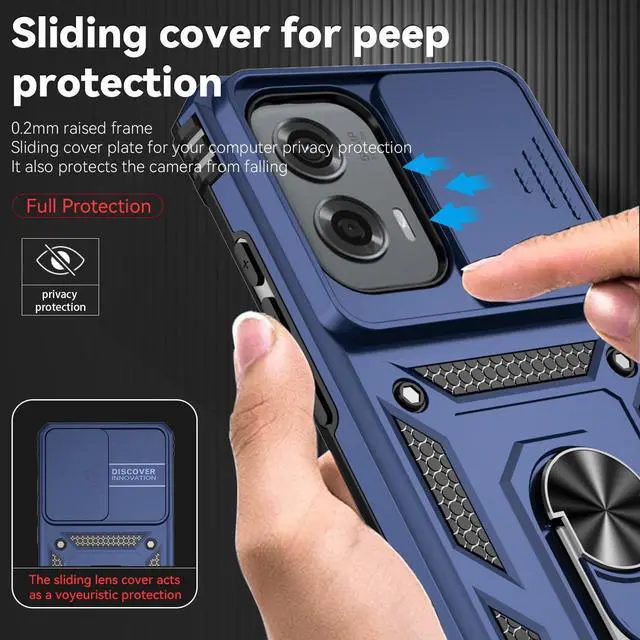 Alt view image 2 of 7 - SunStory Phone Case for Motorola Moto G Stylus 5G 2024 Case with HD Screen Protector & Slide Camera Cover & Kickstand, [Military-Grade] Phone Case for Moto G Stylus 5G 2024 (Blue)