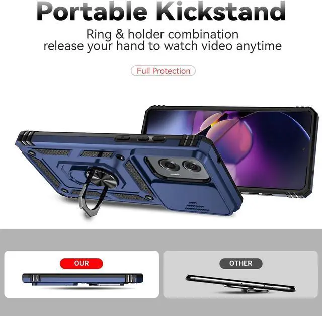 Alt view image 3 of 7 - SunStory Phone Case for Motorola Moto G Stylus 5G 2024 Case with HD Screen Protector & Slide Camera Cover & Kickstand, [Military-Grade] Phone Case for Moto G Stylus 5G 2024 (Blue)