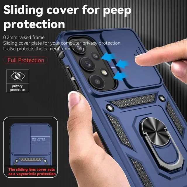 Alt view image 3 of 7 - for Samsung Galaxy A35 5G Case with Camera Lens Cover HD Screen Protector, Dual Layer Military-Grade Drop Tested Magnetic Ring Holder Kickstand Protective Phone Case for Samsung Galaxy A35 5G (Navy)