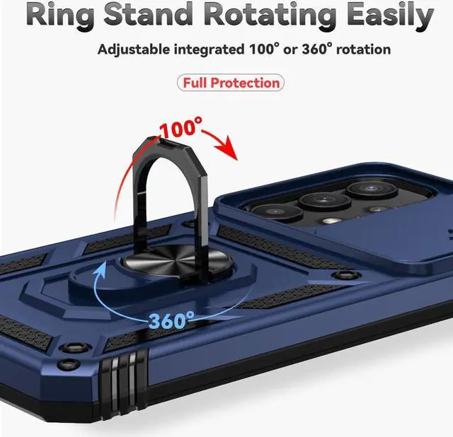 Alt view image 5 of 7 - for Samsung Galaxy A35 5G Case with Camera Lens Cover HD Screen Protector, Dual Layer Military-Grade Drop Tested Magnetic Ring Holder Kickstand Protective Phone Case for Samsung Galaxy A35 5G (Navy)