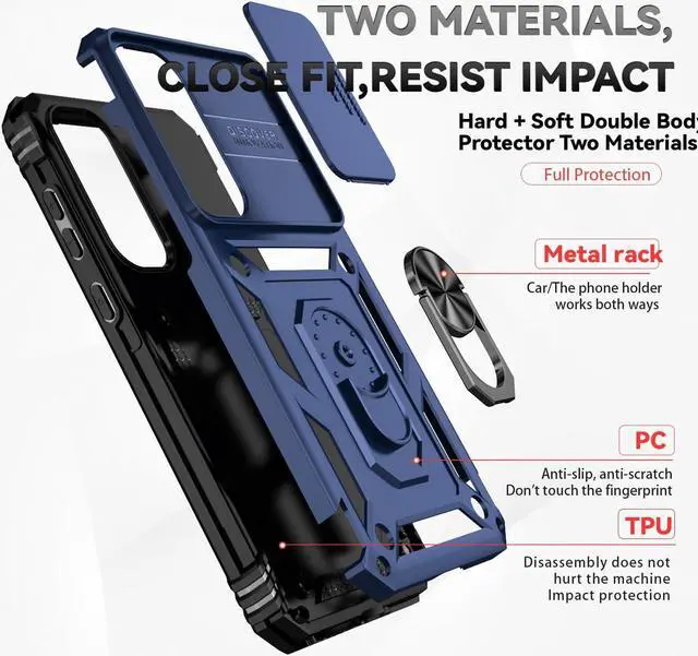 Alt view image 7 of 7 - for Samsung Galaxy A35 5G Case with Camera Lens Cover HD Screen Protector, Dual Layer Military-Grade Drop Tested Magnetic Ring Holder Kickstand Protective Phone Case for Samsung Galaxy A35 5G (Navy)