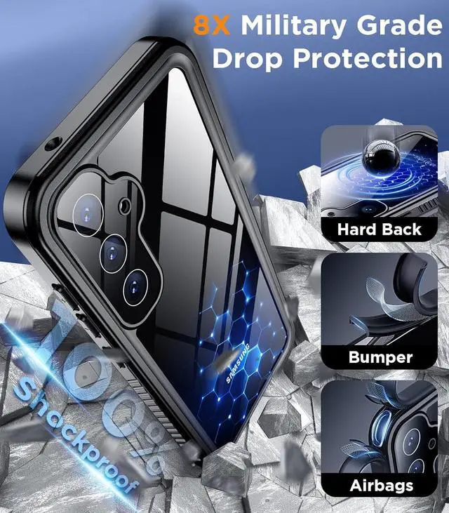 Alt view image 4 of 7 - Designed for Samsung Galaxy S24 Case,Waterproof Built-in Lens & Screen Protector [Full Body Shockproof][Military Drop Proof][IP68 Underwater] Phone Case for Galaxy S24 5G-Purple (2024)