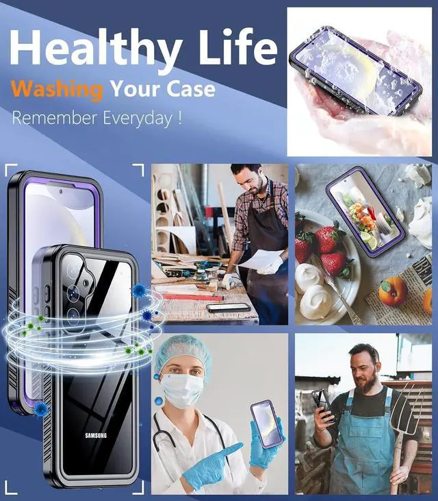 Alt view image 7 of 7 - Designed for Samsung Galaxy S24 Case,Waterproof Built-in Lens & Screen Protector [Full Body Shockproof][Military Drop Proof][IP68 Underwater] Phone Case for Galaxy S24 5G-Purple (2024)