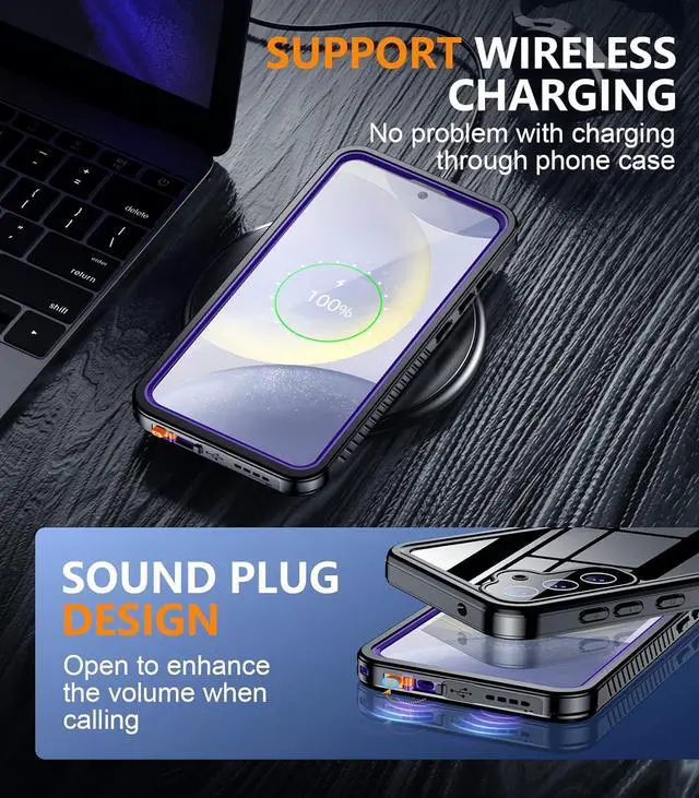 Alt view image 6 of 7 - Designed for Samsung Galaxy S24 Case,Waterproof Built-in Lens & Screen Protector [Full Body Shockproof][Military Drop Proof][IP68 Underwater] Phone Case for Galaxy S24 5G-Purple (2024)