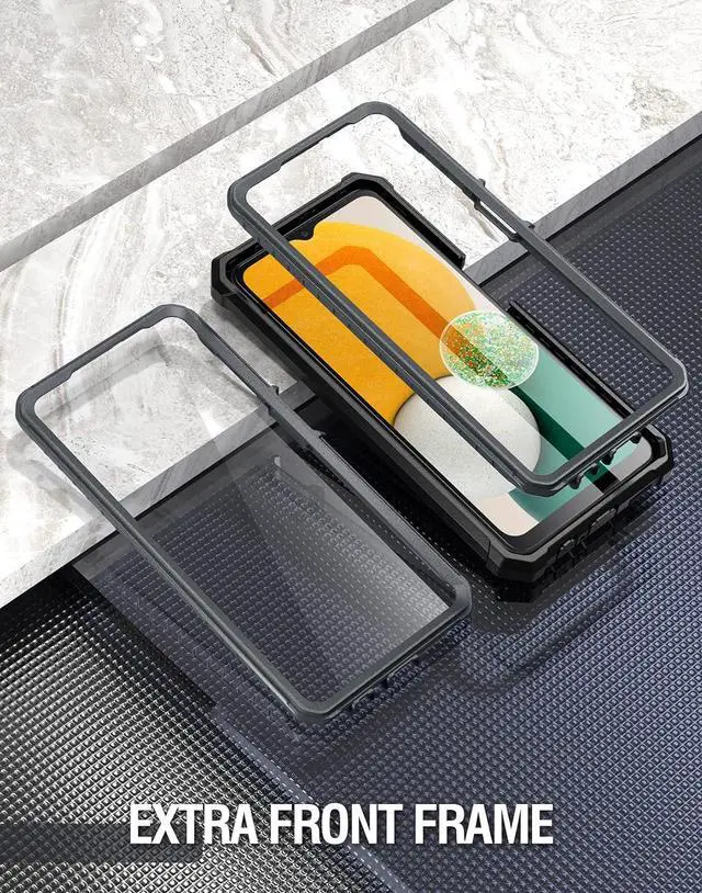 Alt view image 3 of 6 - Guardian Series Case Designed for Samsung Galaxy A13 5G, Full-Body Hybrid Shockproof Bumper Cover with Built-in-Screen Protector, Black/Clear