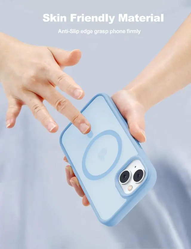 Alt view image 5 of 5 - Tigowos for iPhone 15 Magnetic case Fits MagSafe 15FT Drop Resistant Anti-Yellowing Heavy Duty Shockproof Back Cover Fits iPhone 15 Phone Cases 6.1", Sierra Blue