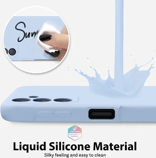 Alt view image 4 of 7 - oakxco for Samsung Galaxy A15 5G Case Liquid Silicone, Soft Rubber Gel Elegant Thin Slim TPU Matte Smooth Case with Camera Lens Cover for Women Men Boy, Light Blue