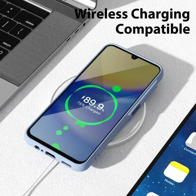 Alt view image 7 of 7 - oakxco for Samsung Galaxy A15 5G Case Liquid Silicone, Soft Rubber Gel Elegant Thin Slim TPU Matte Smooth Case with Camera Lens Cover for Women Men Boy, Light Blue