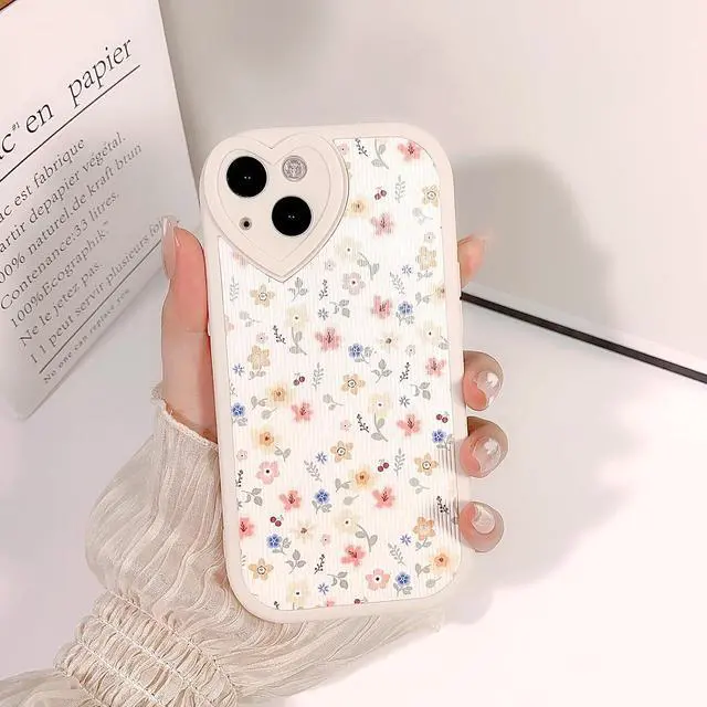 Alt view image 2 of 6 - Compatible for iPhone 13 Case Cute Flower Floral Leaf with Love Lens Bumper Protector for Girls Women Soft TPU Shockproof Protective Girly for iPhone 13-Color Flower