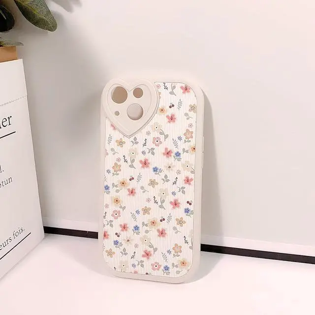 Alt view image 5 of 6 - Compatible for iPhone 13 Case Cute Flower Floral Leaf with Love Lens Bumper Protector for Girls Women Soft TPU Shockproof Protective Girly for iPhone 13-Color Flower