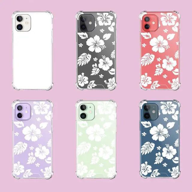 Alt view image 3 of 6 - for iPhone 12 Mini Case Clear Cute Kawaii White Hibiscus Hawaiian Flower Floral Aesthetic Phone Case for Girls Preppy Women