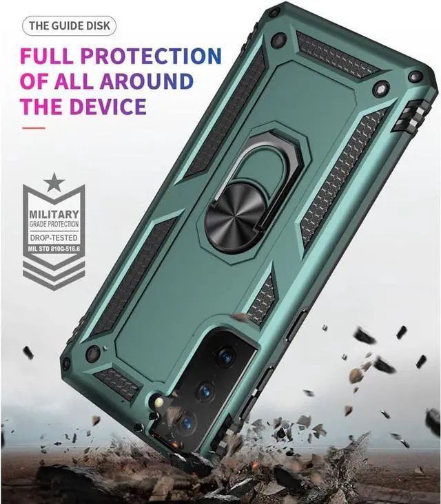 Alt view image 3 of 6 - for Galaxy S21 Case: Samsung Galaxy S21 Case with HD Screen Protector - Military Grade Protective Cases with Ring for Samsung S21 (Dark Green)