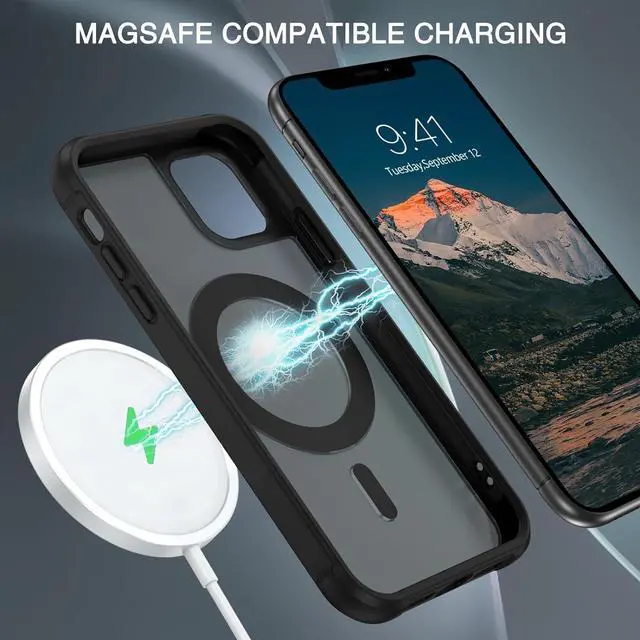 Alt view image 7 of 7 - for iPhone 11 Phone Case, iPhone 11 Magnetic Case [Compatible with MagSafe] Rotatable Ring Holder Kickstand Design Shockproof Women Men Girl Boy Protective Cover for iPhone 11 6.1 2019, Black