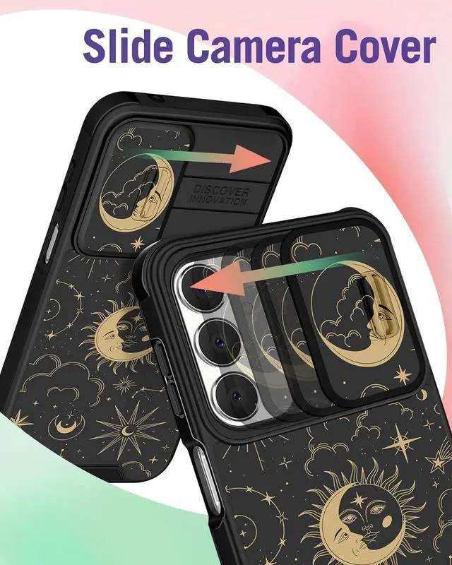 Alt view image 3 of 6 - for Samsung Galaxy A15 5G Phone Case - [2in1] Women Cute Girls Phone Cover Sun Moon Black Aesthetic Camera Cover Compatible with MagSafe Ring Holder Stand for Samsung A15 5G Cases 6.5