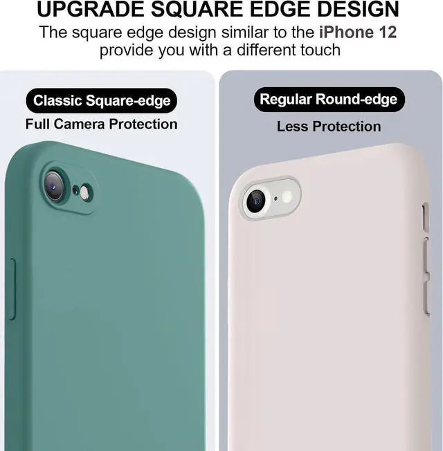 Alt view image 3 of 7 - for iPhone SE Case 2022/3rd/2020,iPhone 8/7 Case, Upgraded Liquid Silicone with [Square Edges] [Camera Protection] [Soft Anti-Scratch Microfiber Lining] Phone Case for iPhone SE - Pine Green