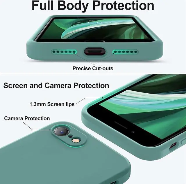 Alt view image 4 of 7 - for iPhone SE Case 2022/3rd/2020,iPhone 8/7 Case, Upgraded Liquid Silicone with [Square Edges] [Camera Protection] [Soft Anti-Scratch Microfiber Lining] Phone Case for iPhone SE - Pine Green