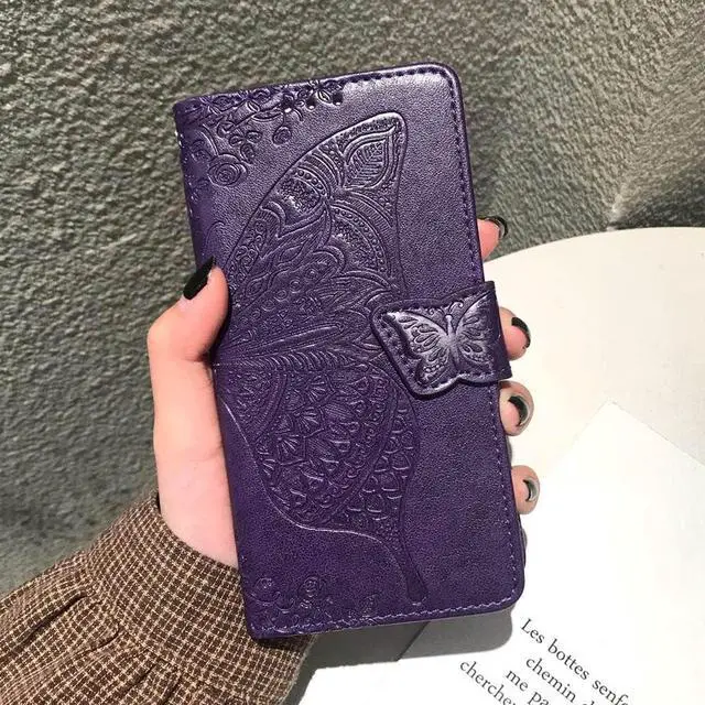 Alt view image 7 of 7 - for Galaxy A35 5G Phone Case Wallet,Women Flip Folio Cover with Card Holders Butterfly Embossed PU Leather Kickstand Wrist Strap Purse Case for Samsung A35 5G 6.6 Inch (Purple)